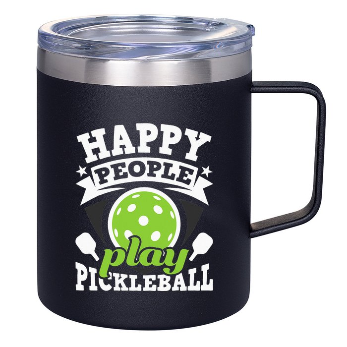 Happy People Play Pickleball Paddleball Player 12oz Stainless Steel Coffee Mug