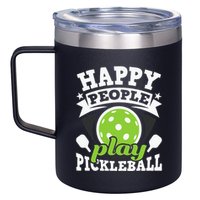 Happy People Play Pickleball Paddleball Player 12oz Stainless Steel Coffee Mug