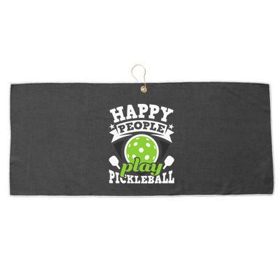 Happy People Play Pickleball Paddleball Player Large Microfiber Waffle Golf Towel