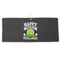 Happy People Play Pickleball Paddleball Player Large Microfiber Waffle Golf Towel