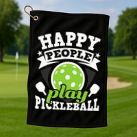 Happy People Play Pickleball Paddleball Player Golf Towel