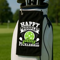 Happy People Play Pickleball Paddleball Player Golf Towel