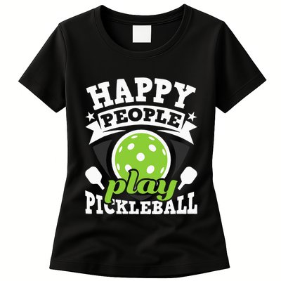 Happy People Play Pickleball Paddleball Player Womens T-Shirt
