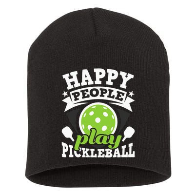 Happy People Play Pickleball Paddleball Player Short Acrylic Beanie