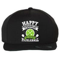 Happy People Play Pickleball Paddleball Player Wool Snapback Cap