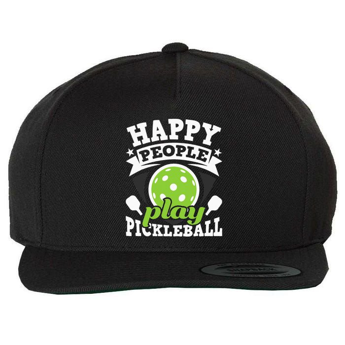 Happy People Play Pickleball Paddleball Player Wool Snapback Cap