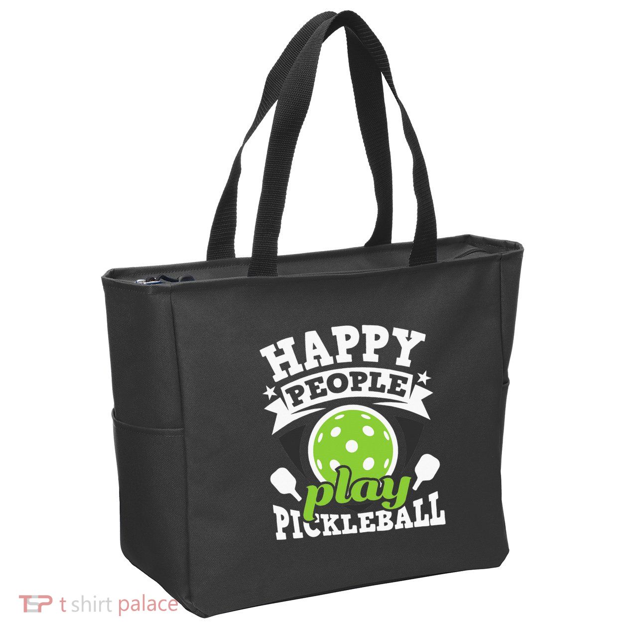 Happy People Play Pickleball Paddleball Player Zip Tote Bag