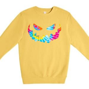 Halloween Pumpkin Pink Yellow Blue Tie Dye Face Premium Crewneck Sweatshirt