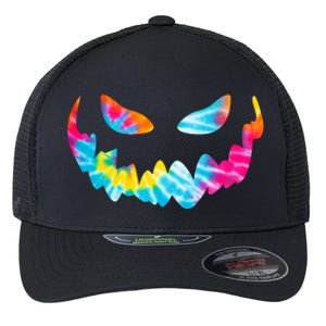 Halloween Pumpkin Pink Yellow Blue Tie Dye Face Flexfit Unipanel Trucker Cap