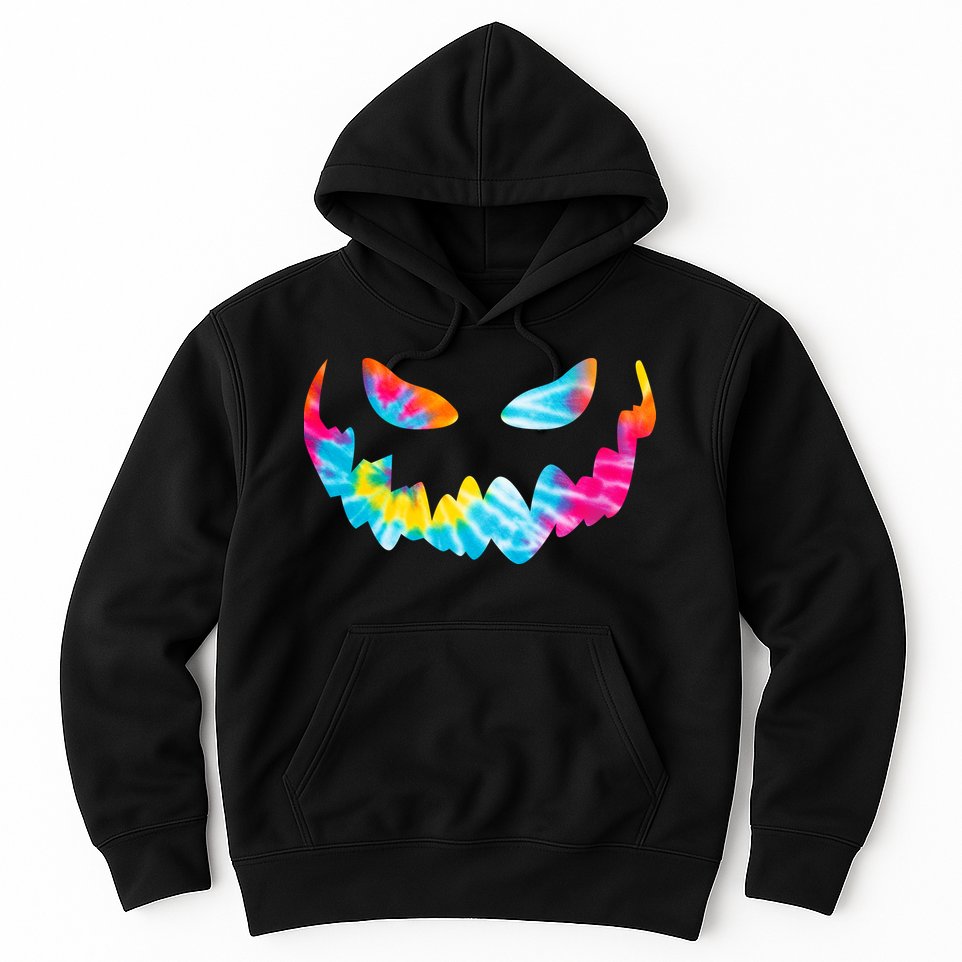 Halloween Pumpkin Pink Yellow Blue Tie Dye Face Hoodie