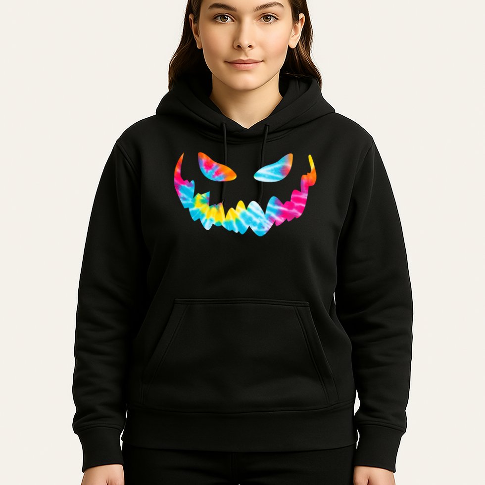 Halloween Pumpkin Pink Yellow Blue Tie Dye Face Hoodie