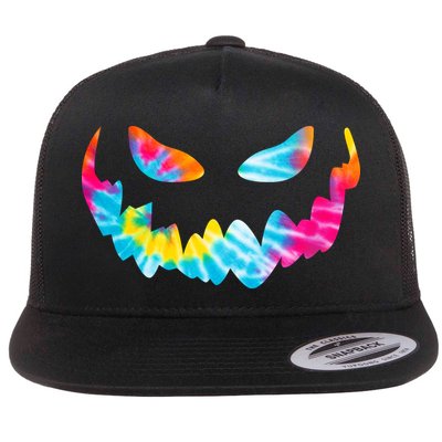 Halloween Pumpkin Pink Yellow Blue Tie Dye Face Flatbill Hat