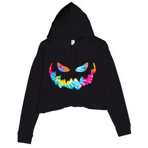 Halloween Pumpkin Pink Yellow Blue Tie Dye Face Crop Fleece Hoodie