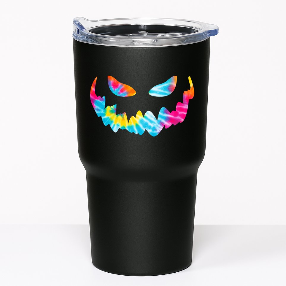 Halloween Pumpkin Pink Yellow Blue Tie Dye Face Tumbler