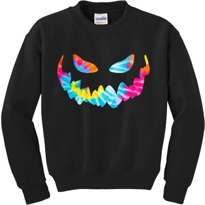 Halloween Pumpkin Pink Yellow Blue Tie Dye Face Kids Sweatshirt