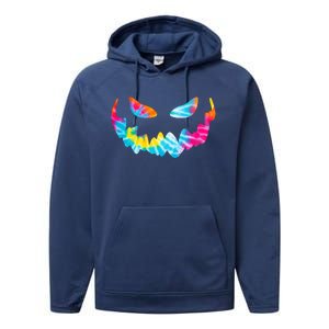 Halloween Pumpkin Pink Yellow Blue Tie Dye Face Performance Fleece Hoodie