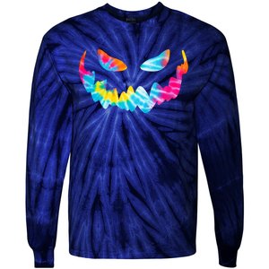 Halloween Pumpkin Pink Yellow Blue Tie Dye Face Tie-Dye Long Sleeve Shirt