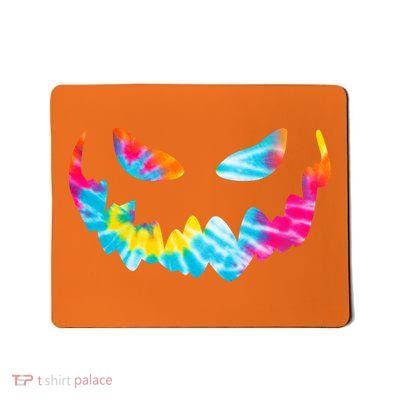 Halloween Pumpkin Pink Yellow Blue Tie Dye Face Mousepad