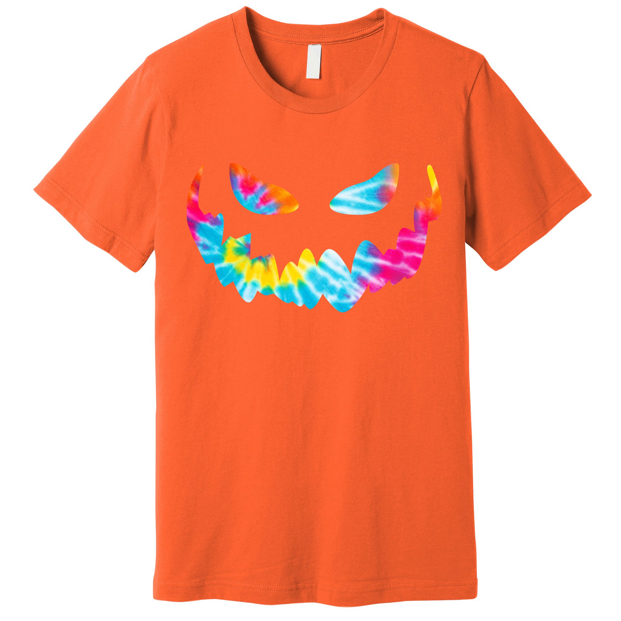 Halloween Pumpkin Pink Yellow Blue Tie Dye Face Premium T-Shirt