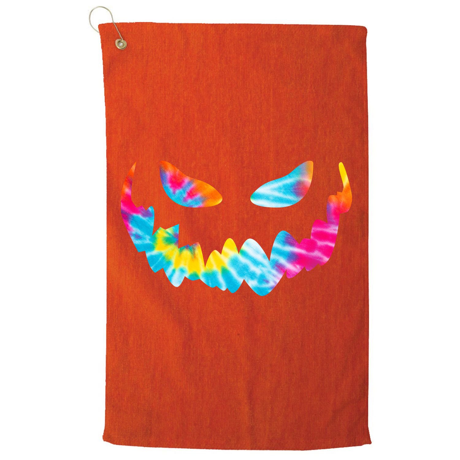 Halloween Pumpkin Pink Yellow Blue Tie Dye Face Golf Towel