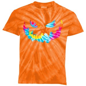 Halloween Pumpkin Pink Yellow Blue Tie Dye Face Kids Tie-Dye T-Shirt