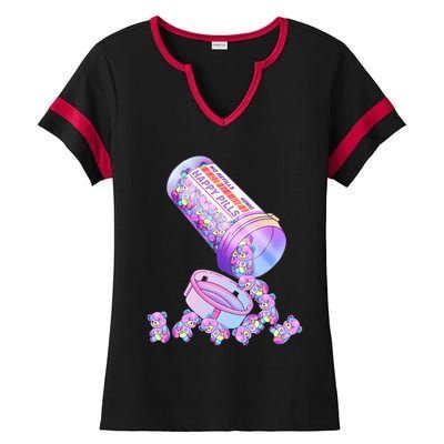 Happy Pills Pastel Goth Kawaii Yami Teddy Bear Otaku Women Ladies Halftime Notch Neck Tee