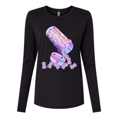 Happy Pills Pastel Goth Kawaii Yami Teddy Bear Otaku Women Womens Cotton Relaxed Long Sleeve T-Shirt