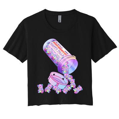 Happy Pills Pastel Goth Kawaii Yami Teddy Bear Otaku Women Women's Crop Top Tee