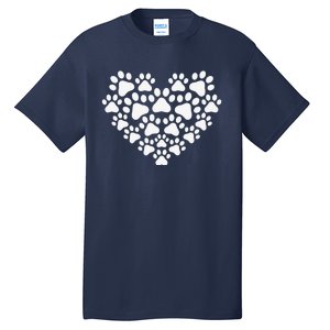 Heart Paw Print Dog & Cat Mom & Dad Mothers Day Fathers Day Tall T-Shirt