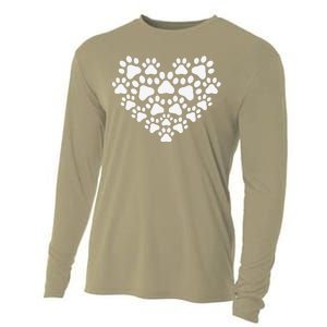 Heart Paw Print Dog & Cat Mom & Dad Mothers Day Fathers Day Cooling Performance Long Sleeve Crew