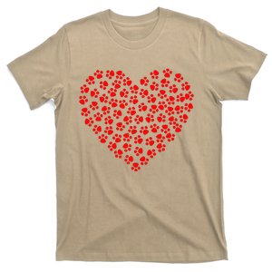 Heart Paw Print Dog Love Valentines Day Funny T-Shirt