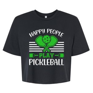 Happy People Play Pickleball Funny Pickleball Bella+Canvas Jersey Crop Tee