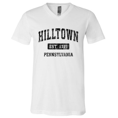 Hilltown Pennsylvania Pa Vintage Sports Established Design V-Neck T-Shirt