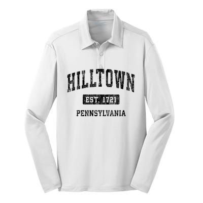 Hilltown Pennsylvania Pa Vintage Sports Established Design Silk Touch Performance Long Sleeve Polo