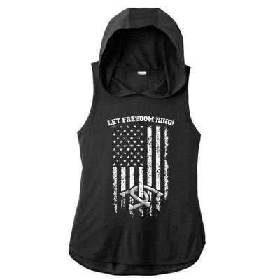 Horseshoes Pitching Patriotic Distressed American Flag Gift Ladies PosiCharge Tri-Blend Wicking Draft Hoodie Tank