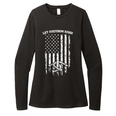 Horseshoes Pitching Patriotic Distressed American Flag Gift Womens CVC Long Sleeve Shirt