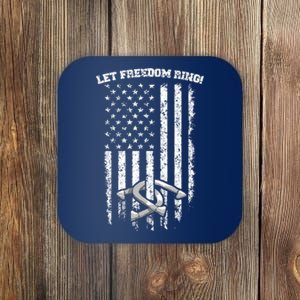 Horseshoes Pitching Patriotic Distressed American Flag Gift Coaster