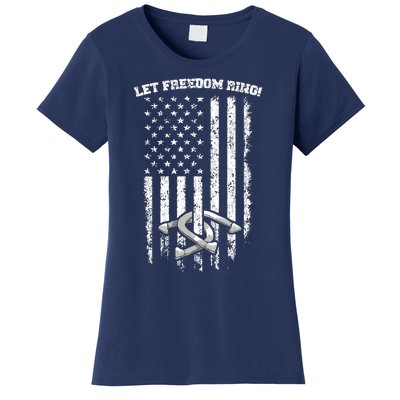 Horseshoes Pitching Patriotic Distressed American Flag Gift Women's T-Shirt