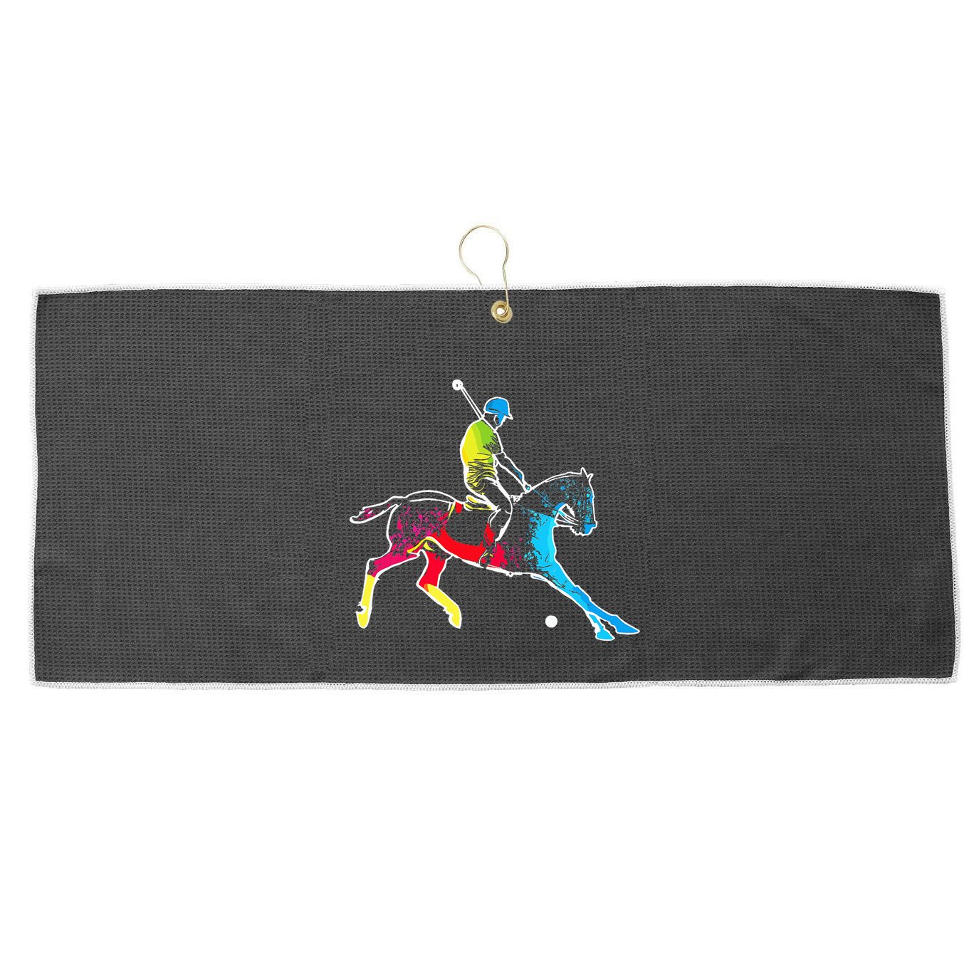 Horse Polo Player Colorful Polo Sports Horseback Riding Large Microfiber Waffle Golf Towel