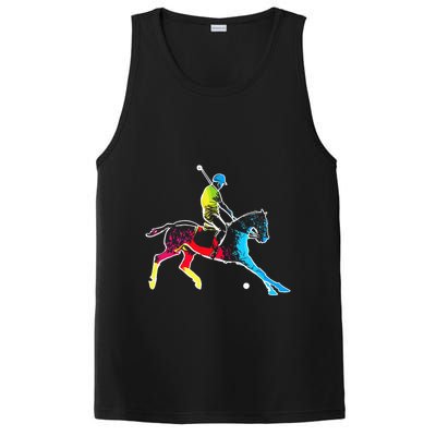 Horse Polo Player Colorful Polo Sports Horseback Riding PosiCharge Competitor Tank