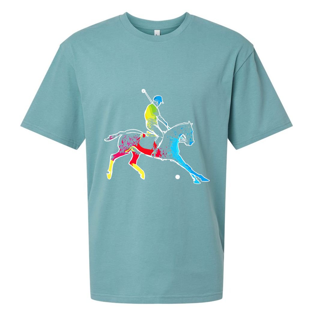 Horse Polo Player Colorful Polo Sports Horseback Riding Sueded Cloud Jersey T-Shirt