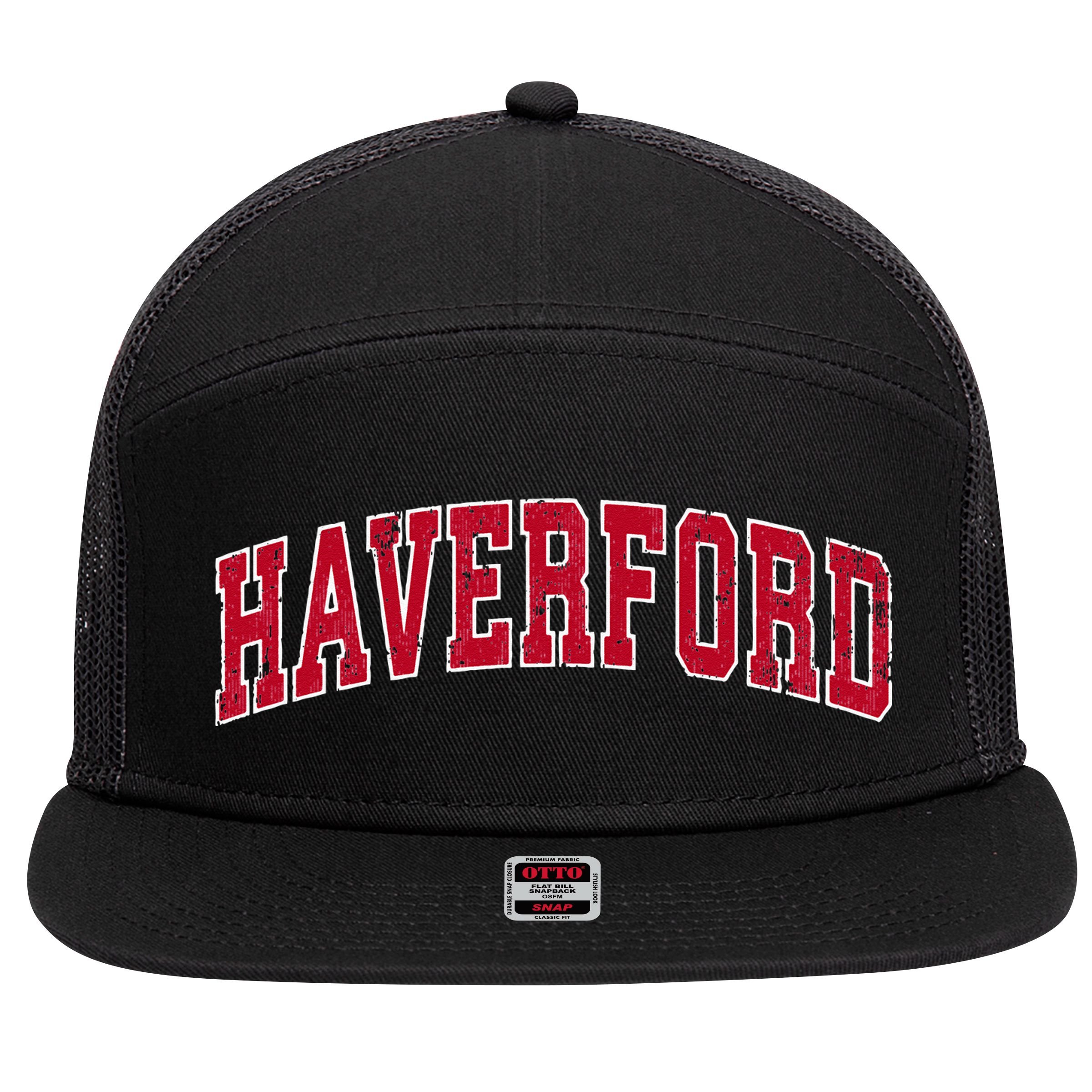 Haverford Pennsylvania PA Vintage Sports Design Red Design 7 Panel Mesh Trucker Snapback Hat