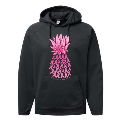 Hawaiian Pineapple & Pink Ribbon Breast Cancer Awareness Day Performance Fleece Hoodie