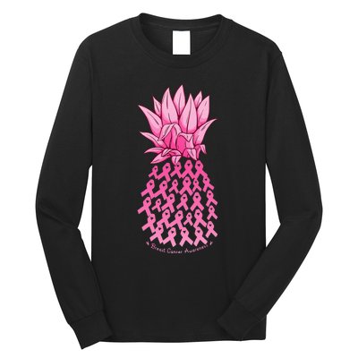 Hawaiian Pineapple & Pink Ribbon Breast Cancer Awareness Day Long Sleeve Shirt