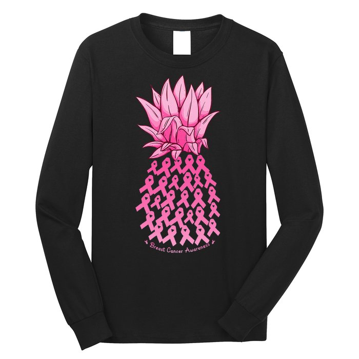 Hawaiian Pineapple & Pink Ribbon Breast Cancer Awareness Day Long Sleeve Shirt