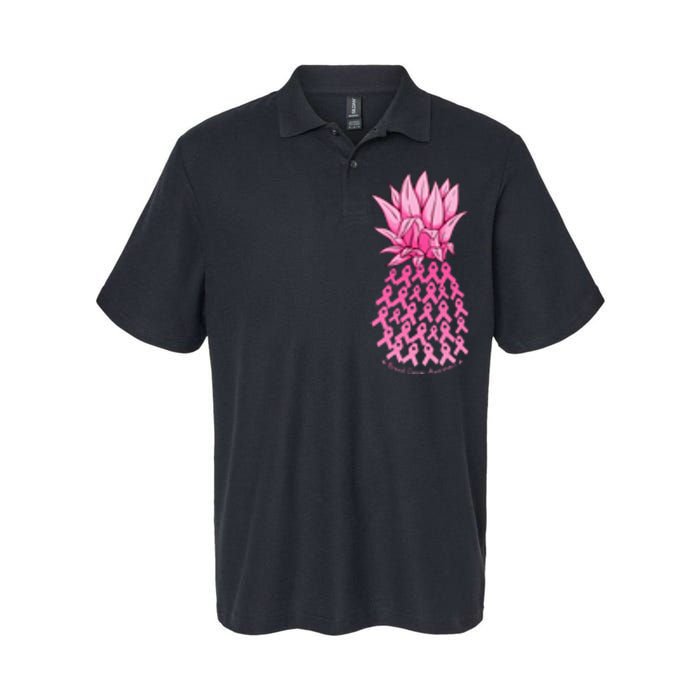 Hawaiian Pineapple & Pink Ribbon Breast Cancer Awareness Day Softstyle Adult Sport Polo