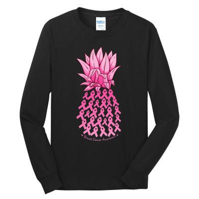 Hawaiian Pineapple & Pink Ribbon Breast Cancer Awareness Day Tall Long Sleeve T-Shirt