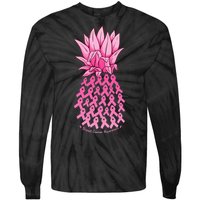 Hawaiian Pineapple & Pink Ribbon Breast Cancer Awareness Day Tie-Dye Long Sleeve Shirt