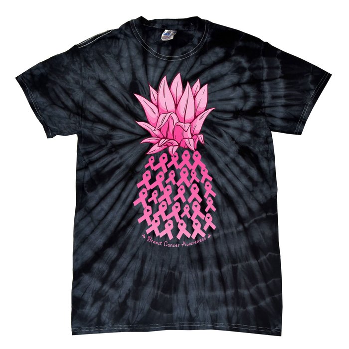 Hawaiian Pineapple & Pink Ribbon Breast Cancer Awareness Day Tie-Dye T-Shirt