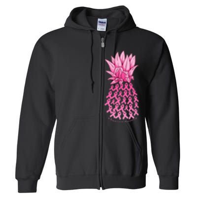 Hawaiian Pineapple & Pink Ribbon Breast Cancer Awareness Day Full Zip Hoodie